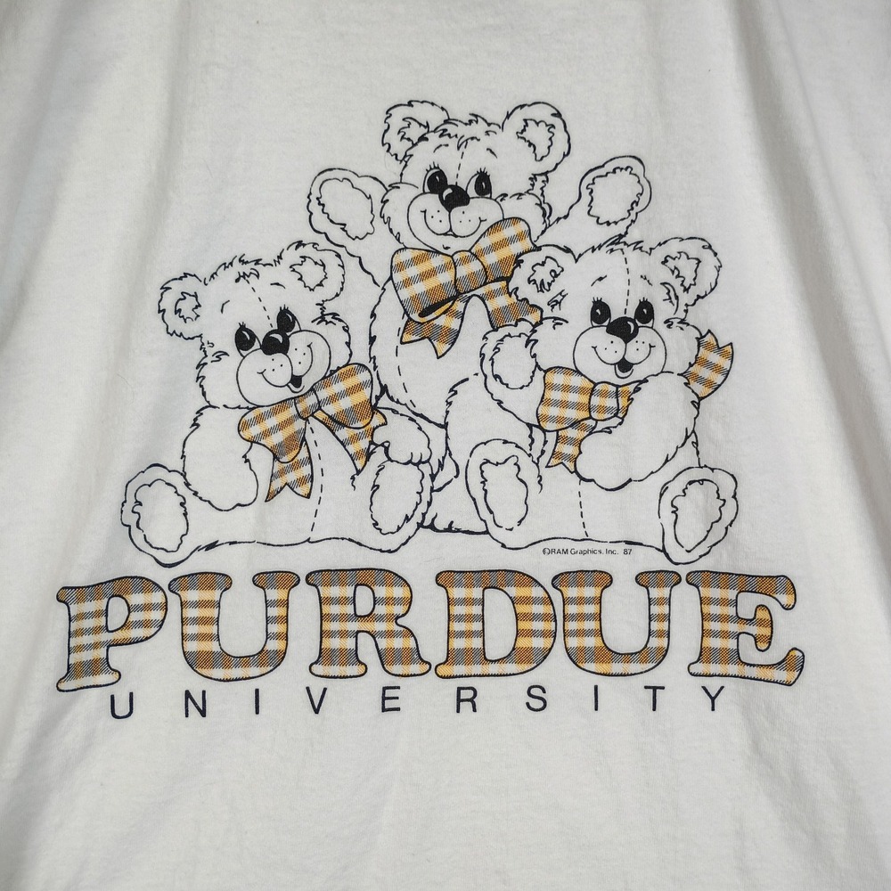 Vintage Purdue Boilermakers Teddy Bears Shirt XL White College Graphic Tee NCAA - Picture 2 of 9